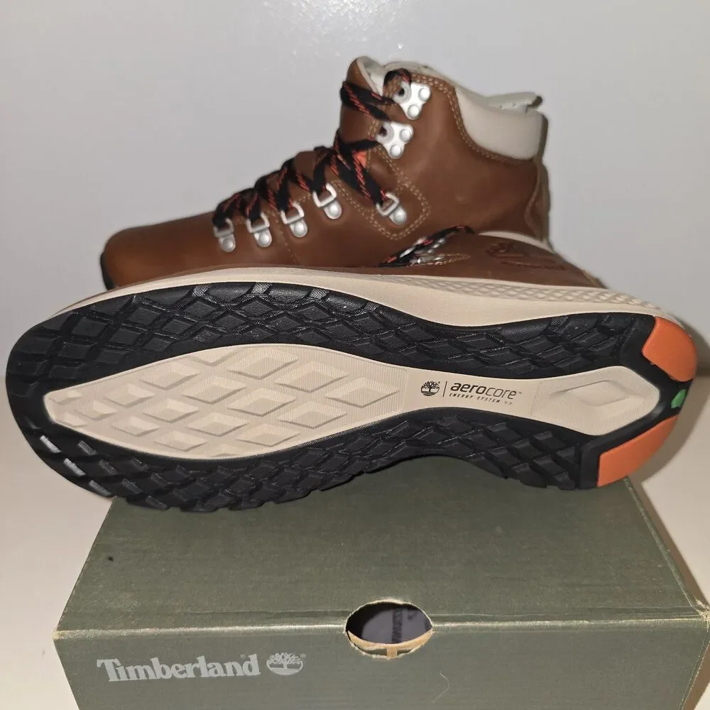 TIMBERLAND FLYROAM WATERPROOF MEDIUM BROWN LEATHER A1RMA MENS US SIZE: 7.5